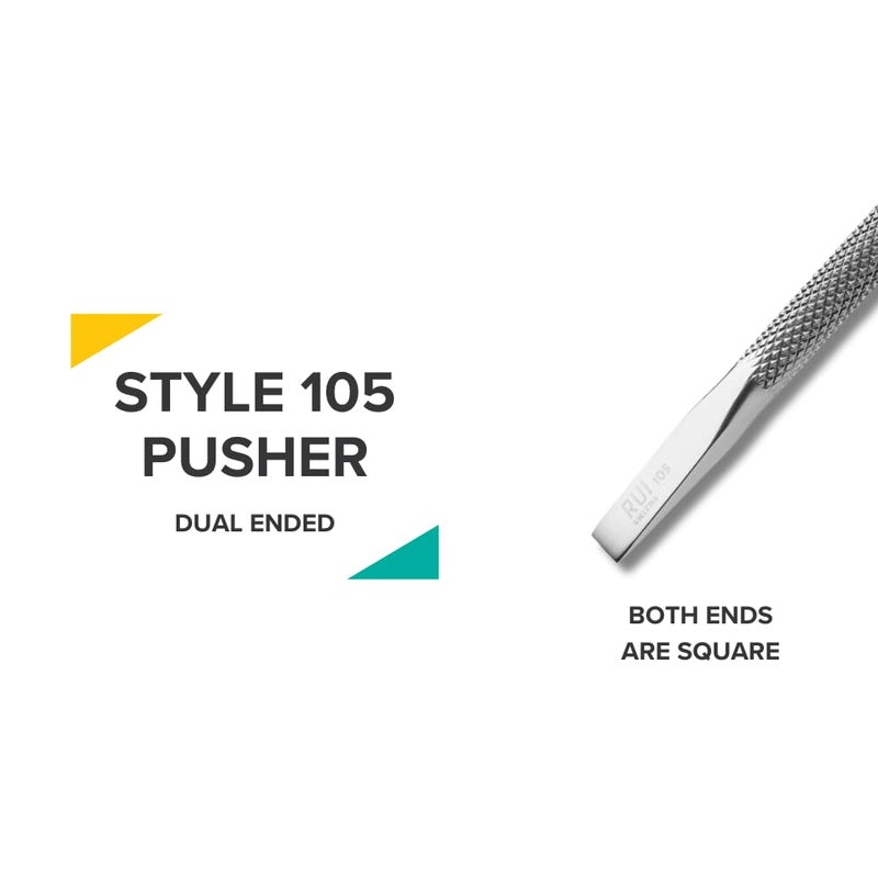Rui Smiths Pro Cuticle Pusher with 2 Ends - Stainless Steel Manicure Tool - Style 105 - Image 3